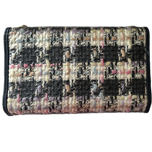 Juicy Couture Wallet Clutch Purse Tweed Plaid Black Pink Missing Chain Strap - Picture 3 of 14